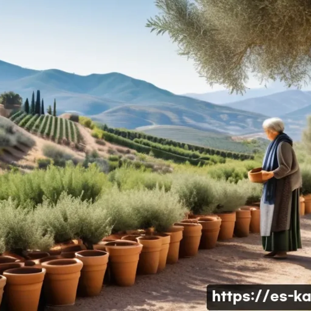 자연 처방 제도의 활용에 대한 소비자 조사 - A serene outdoor scene in a rural Spanish village featuring an elderly woman gathering medicinal her...