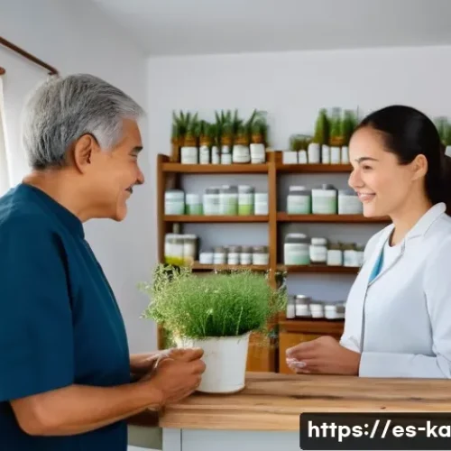 Home 33 자연 처방 제도의 실천 사례 연구 - A warm, inviting scene inside a rural Spanish village clinic where a healthcare professional is gent...