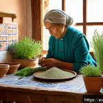 Home 18 자연 처방 제도에서의 문화적 영향 - A warm, inviting kitchen scene in a traditional Hispanic home where an elderly woman gently prepares...