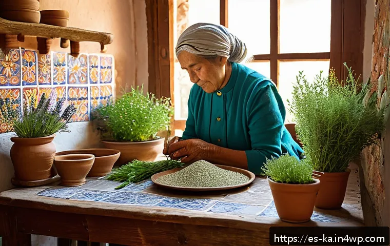 자연 처방 제도에서의 문화적 영향 - A warm, inviting kitchen scene in a traditional Hispanic home where an elderly woman gently prepares...